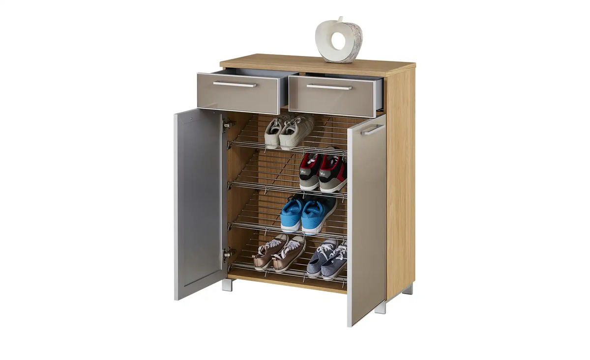 Bild 2 von Schuhschrank Duna Eiche Bianco / Taupe mit Schuhrosten
