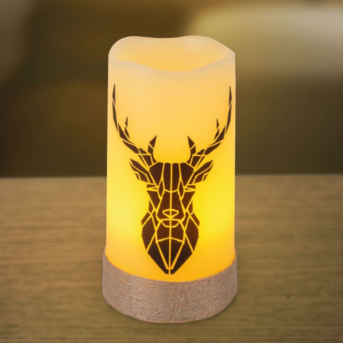 Bild 1 von LED-Echtwachskerze mit Jutekordel, ca. 8x15cm