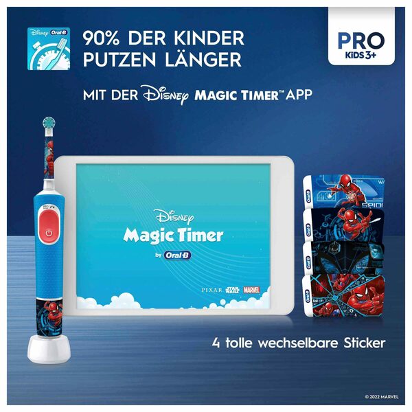 Bild 3 von Oral B Elektrische Zahnbürste Pro Kids Spiderman, Aufsteckbürsten: 1 St., für Kinder ab 3 Jahren