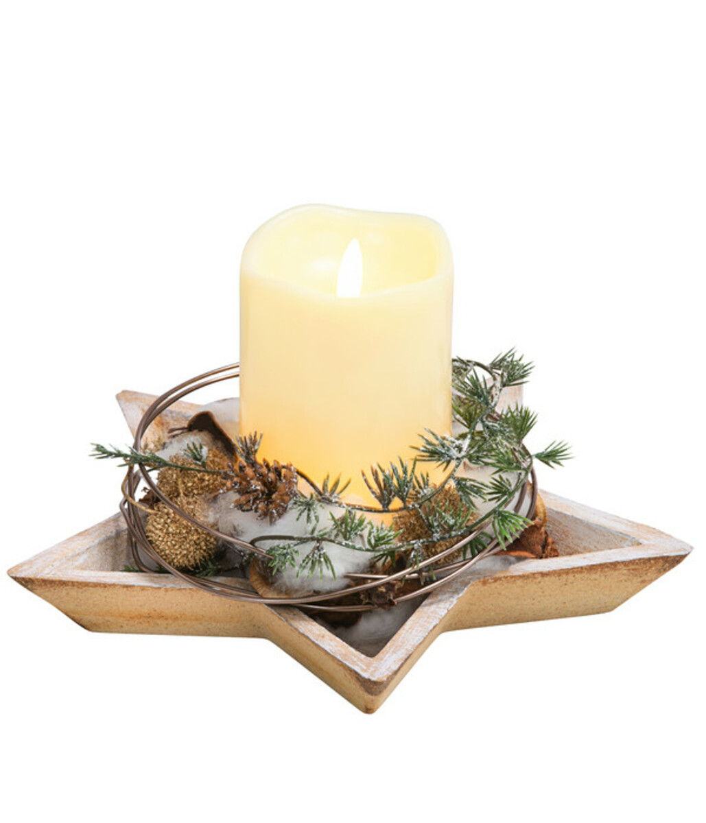 Bild 1 von Adventsgesteck Goldschimmer mit LED-Kerze, ca. B20/H15/T20 cm