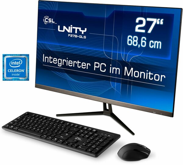 Bild 1 von CSL Unity F27-GLS mit Windows 10 Pro All-in-One PC (27 Zoll, Intel® Celeron Celeron® N4120, UHD Graphics, 8 GB RAM, 512 GB SSD)