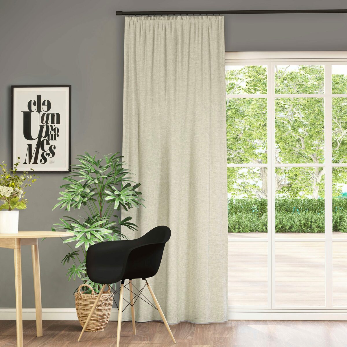 Bild 4 von Vorhang Inuit, Neutex for you!, Kräuselband (1 St), blickdicht, Uni mit Samtoptik