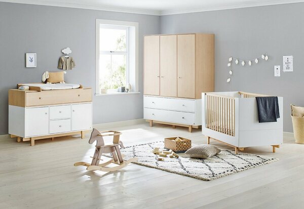 Bild 1 von Pinolino® Babyzimmer-Komplettset Boks, (Set, 3-St., Kinderbett, Kleiderschrank, Wickelkommode), extrabreit groß, 3-trg., Made in Europe