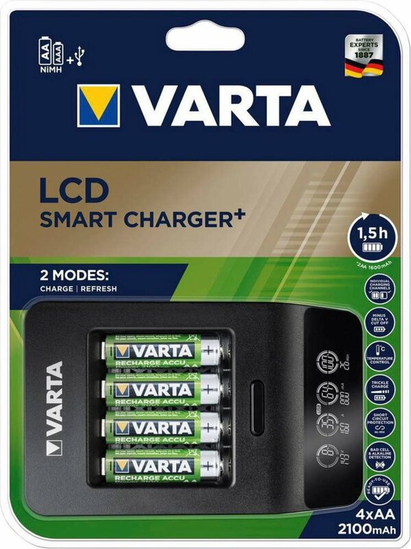 Bild 1 von VARTA VARTA LCD Smart Charger+ für 4 AA/AAA-Akkus und USB-Geräte Powerstation Micro