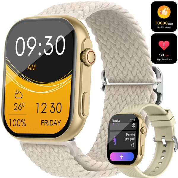 Bild 1 von EUARY Smartwatch für Damen Herren Fitnessuhr Sport Watch Fitnessarmband Fitnessuhr (2.01 " Zoll) Smartwatch zum Telefonieren Wasserdicht Touchscreen, Blutdruckmessung 100+ Sportmodi Kompatibel