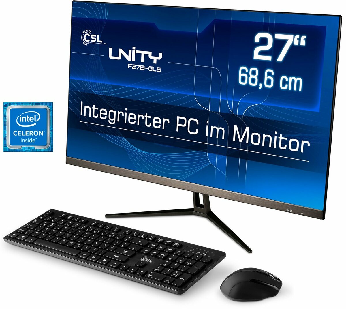 Bild 1 von CSL Unity F27-GLS mit Windows 10 Pro All-in-One PC (27 Zoll, Intel® Celeron Celeron® N4120, UHD Graphics, 8 GB RAM, 1000 GB SSD)