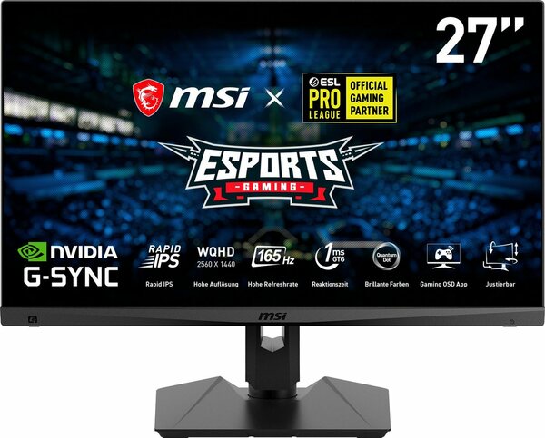 Bild 1 von MSI Optix MAG274QRFDE-QD Gaming-Monitor (69 cm/27 ", 2560 x 1440 px, WQHD, 1 ms Reaktionszeit, 165 Hz, IPS, 3 Jahre Herstellergarantie)