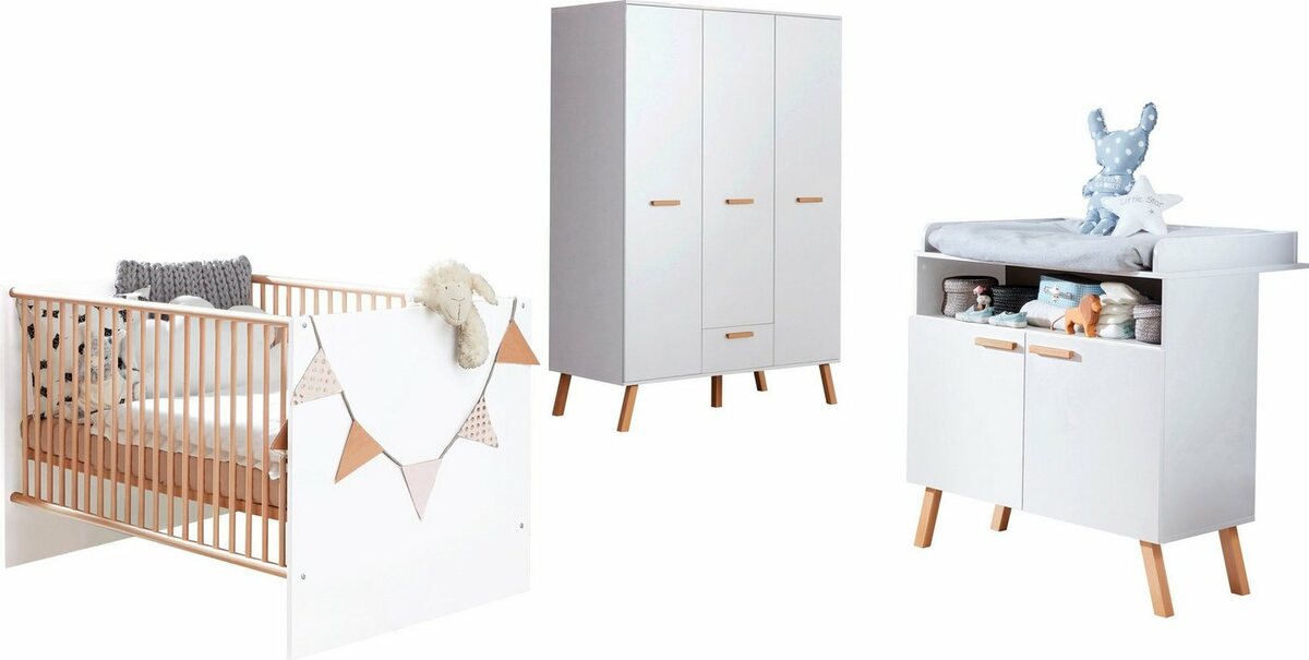 Bild 1 von trendteam Babymöbel-Set Mats, (Set, 3-St., Bett, Wickelkommode, Schrank)