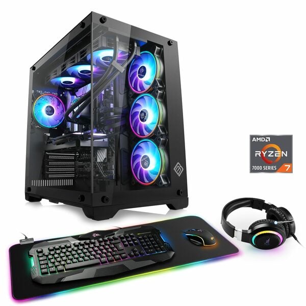 Bild 1 von CSL Aqueon A78311 Advanced Edition Gaming-PC (AMD Ryzen 7 7800X3D, AMD Radeon RX 7600, 32 GB RAM, 1000 GB SSD, Wasserkühlung)