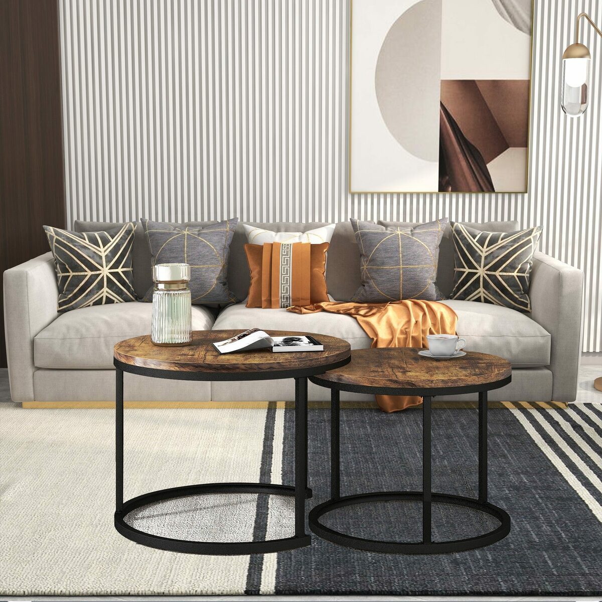 Bild 2 von JOIVI Couchtisch Runder Couchtisch für 2tlg, Kaffeetisch Set, Sofatisch (2er Set)