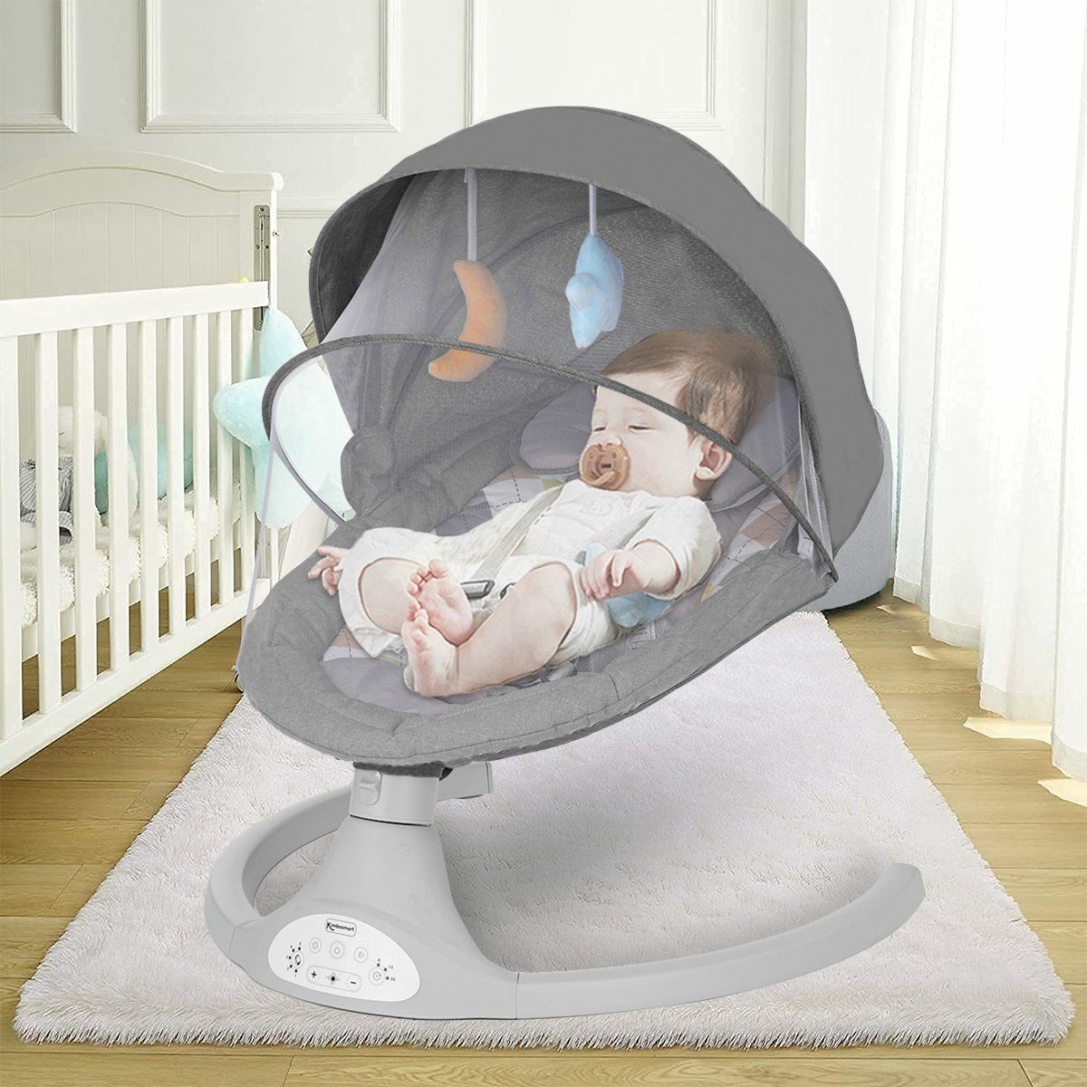 Bild 2 von Kimbosmart Babywippe, elektrisch Babyschaukel bluetooth Musik 5 Gang 0-12 Monat max. 9kg