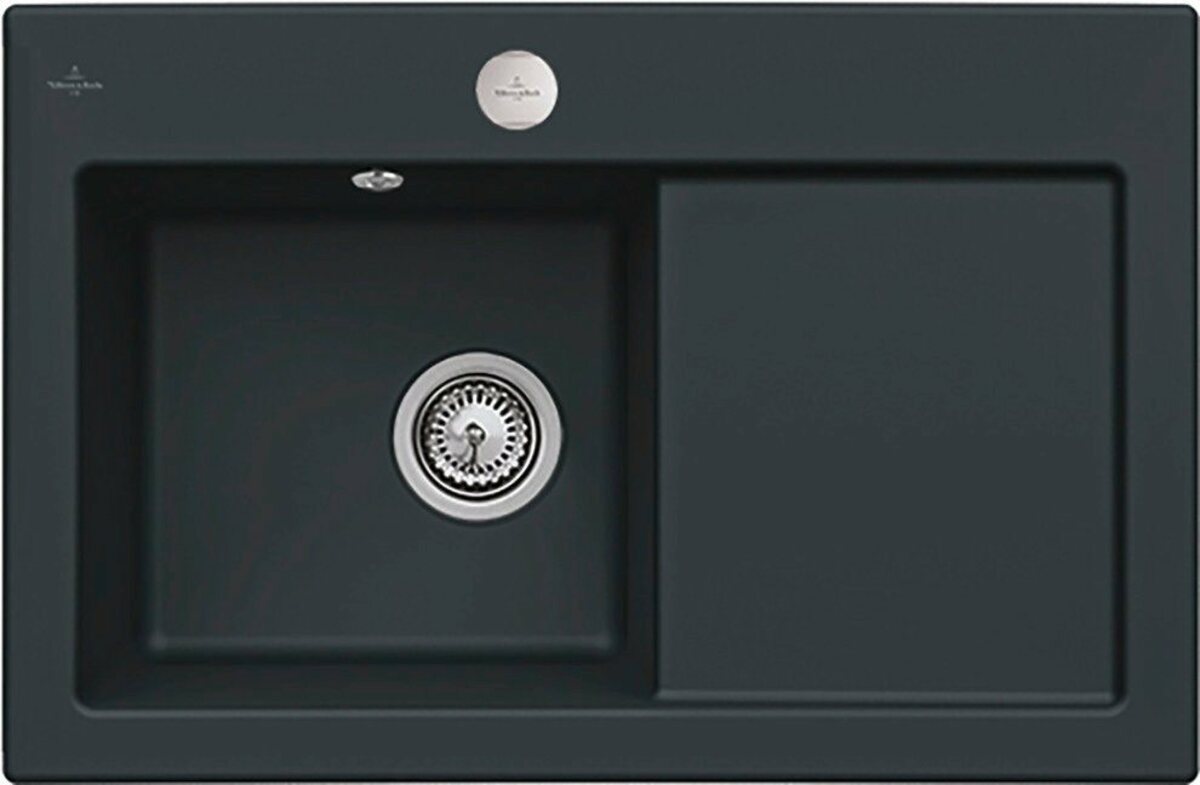 Bild 1 von Villeroy & Boch Küchenspüle Subway 45, rechteckig, 78/20 cm, (inklusive Ablaufgarnitur mit Excenterbetätigung), vorgebohrt mit 2 Hähnlöchern, aus Keramik, 780 x 510 mm, CeramicPlus