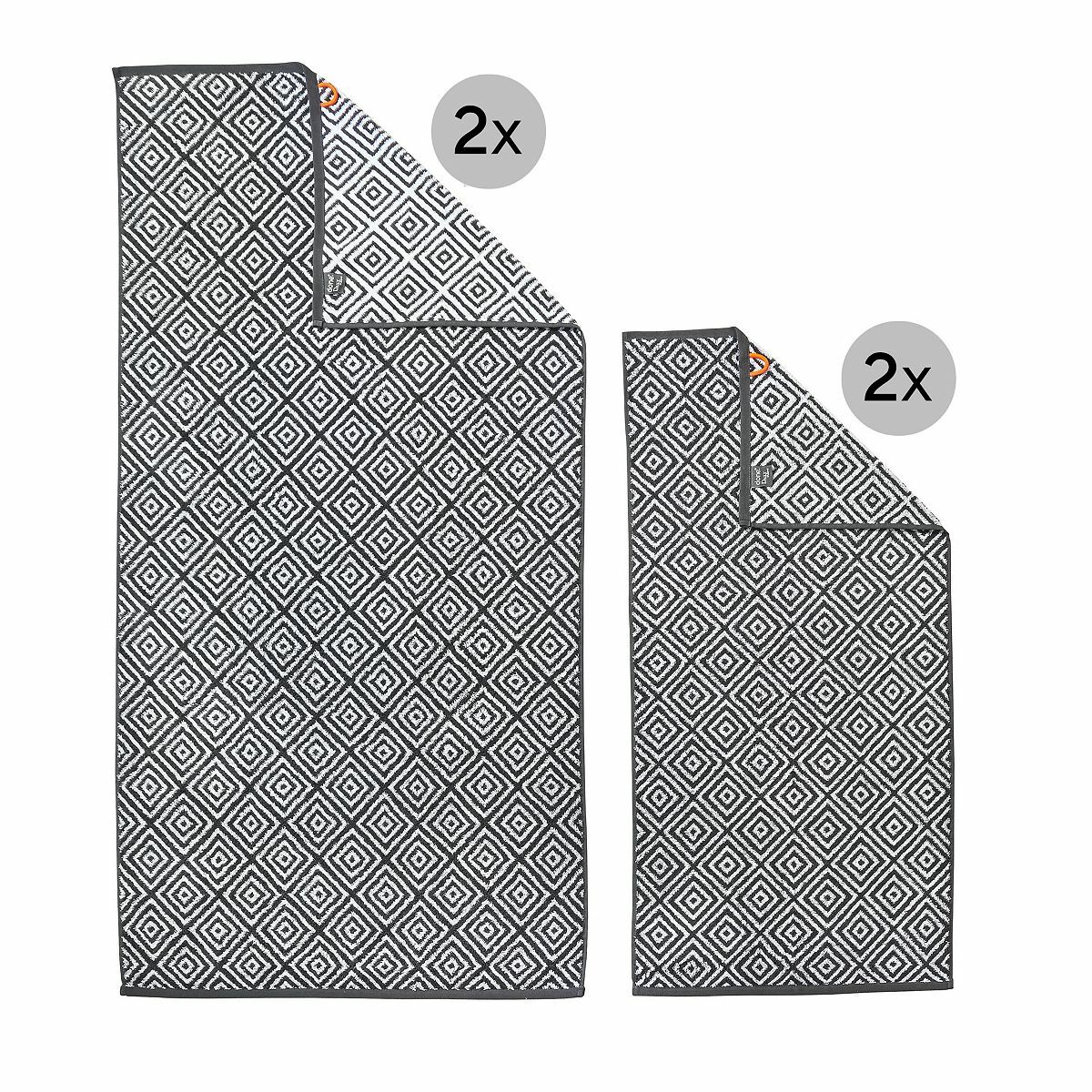 Bild 1 von done.® Handtuch-Set geometrisches Muster 100% Baumwolle 50x100cm & 70x140cm