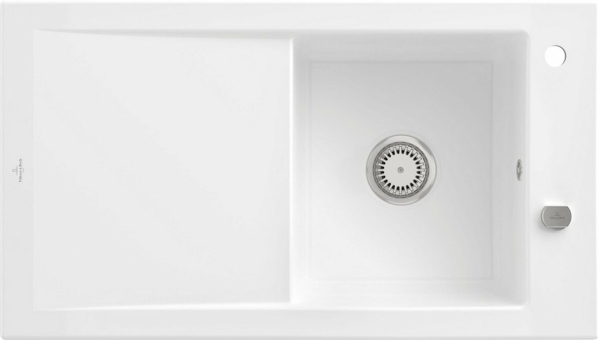 Bild 1 von Villeroy & Boch Küchenspüle Timeline 50, rechteckig, 90/51 cm, (inklusive Ablaufgarnitur mit Excenterbetätigung), reversibel, vorgebohrt mit 2 Hahnlöchern, aus Keramik