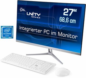 CSL Unity F27-GLS mit Windows 10 Home All-in-One PC (27 Zoll, Intel® Celeron Celeron® N4120, UHD Graphics 600, 8 GB RAM, 512 GB SSD)