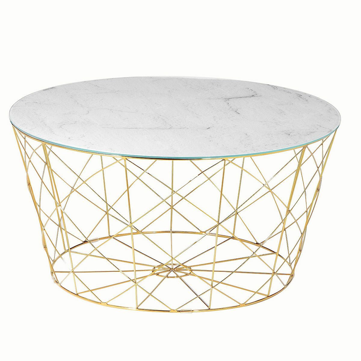 Bild 1 von SALESFEVER Couchtisch mit Metallkorb Ø 80cm Marmor-Optik weiß 80x80x45cm