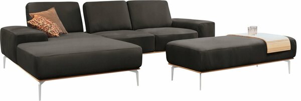 Bild 1 von W.SCHILLIG Ecksofa run, mit elegantem Holzsockel, Füße in Chrom glänzend, Breite 279 cm