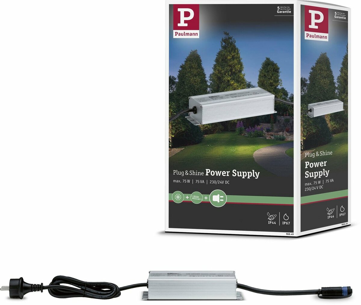 Bild 1 von Paulmann Outdoor Plug & Shine Power Supply Silber Alu Trafo (IP67 230/24V DC 75W)