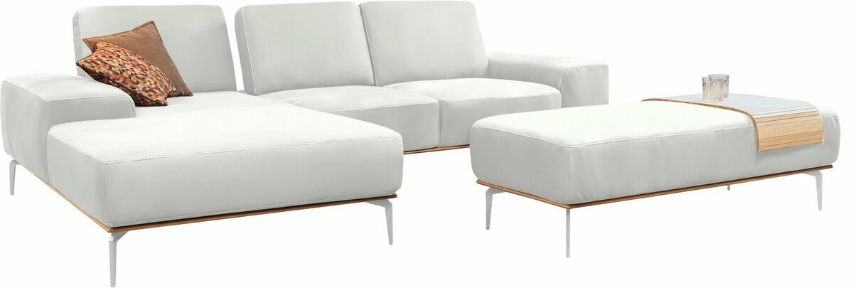 Bild 1 von W.SCHILLIG Ecksofa run, mit elegantem Holzsockel, Füße in Chrom glänzend, Breite 279 cm