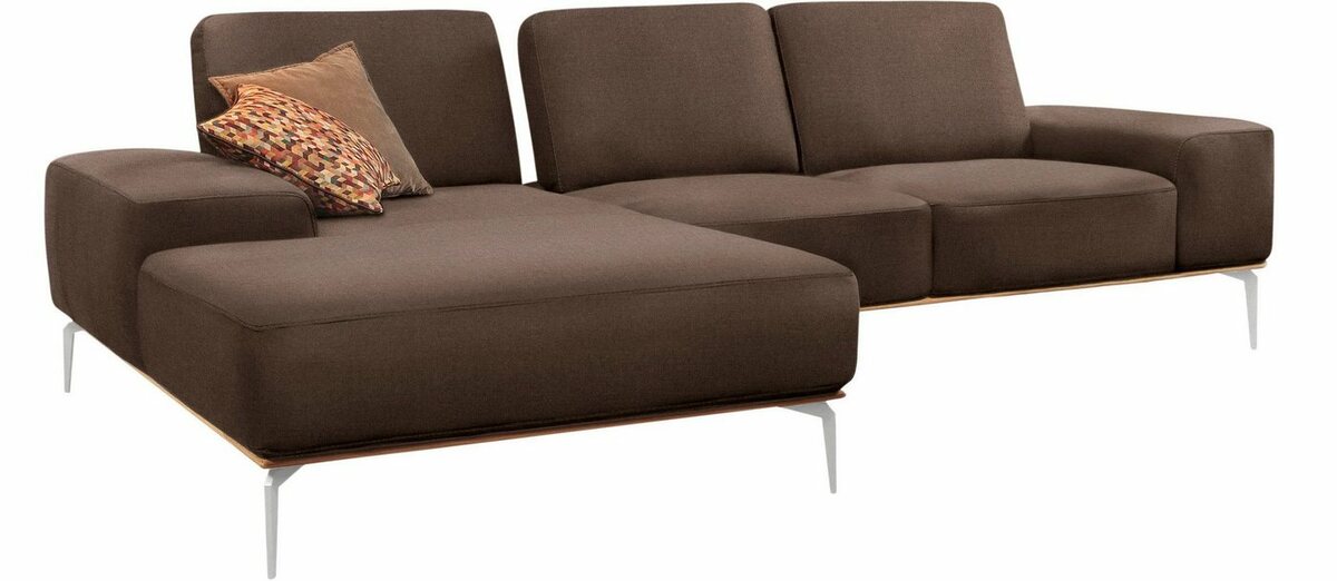 Bild 1 von W.SCHILLIG Ecksofa run, mit elegantem Holzsockel, Füße in Chrom glänzend, Breite 279 cm