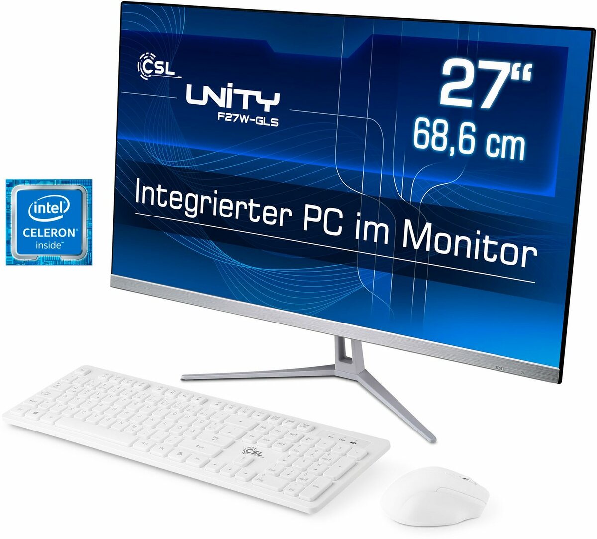 Bild 1 von CSL Unity F27-GLS mit Windows 10 Home All-in-One PC (27 Zoll, Intel® Celeron Celeron® N4120, UHD Graphics 600, 8 GB RAM, 1000 GB SSD)