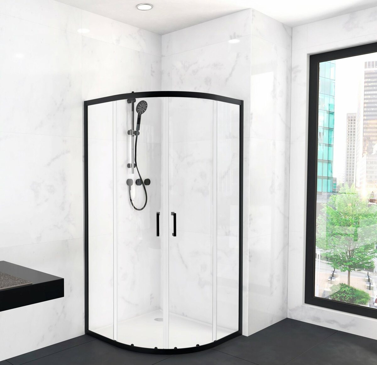 Bild 1 von Marwell Eckdusche CITY, BxT: 90x90 cm, Sicherheitsglas, Schiebetür mit doppelten Leichtlaufrollen