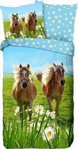 Kinderbettwäsche Horses, good morning, Renforcé, 2 teilig, mit Pferden