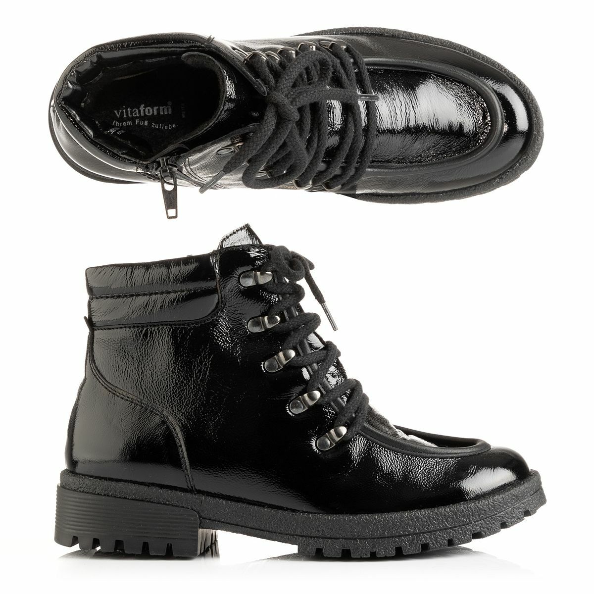 Bild 1 von VITAFORM Damen-Stiefelette Knautschlackleder Mokassinnaht rutschhemmende Sohle