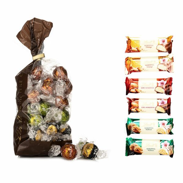 Bild 1 von LINDT Edle Mischung Lindor Kugeln und Marzipan Riegel Inhalt 900g