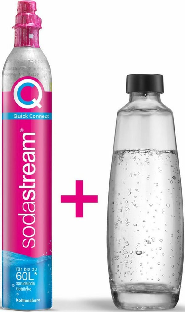Bild 1 von SodaStream Wassersprudler QC-Reservepack, (Set, 2-tlg), 1x Quick Connect CO2-Zylinder (Ergiebigkeit: 60L), 1x 1L Glasflasche