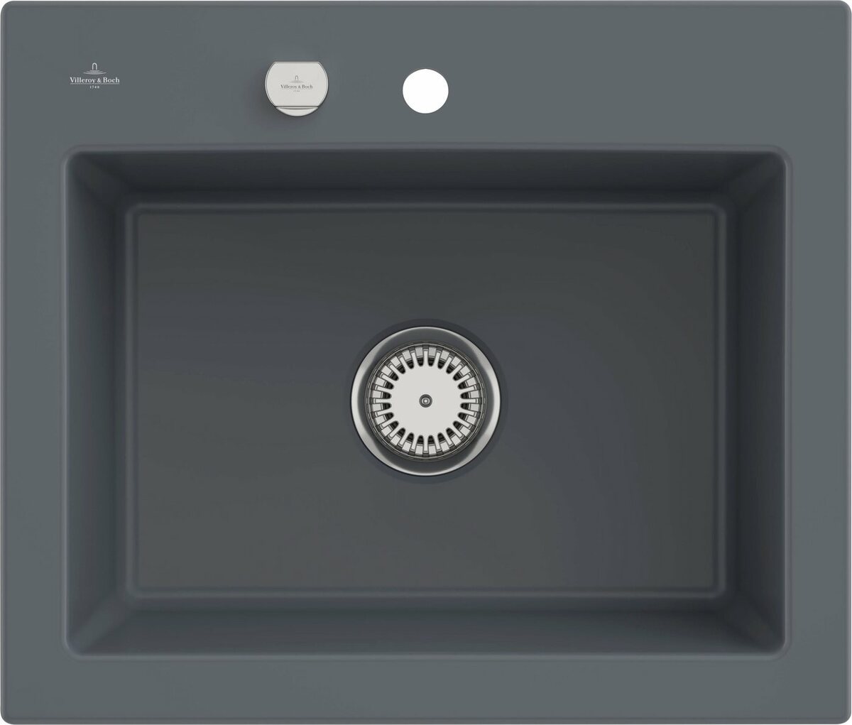 Bild 1 von Villeroy & Boch Küchenspüle Subway 60 S, rechteckig, 60/20 cm, (inklusive Ablaufgarnitur mit Excenterbetätigung), vorgebohrt mit 2 Hähnlöchern, aus Keramik, 600 x 510 mm, CeramicPlus