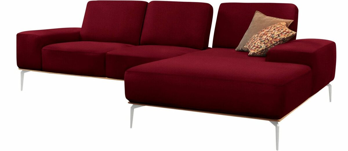 Bild 1 von W.SCHILLIG Ecksofa run, mit elegantem Holzsockel, Füße in Chrom glänzend, Breite 279 cm