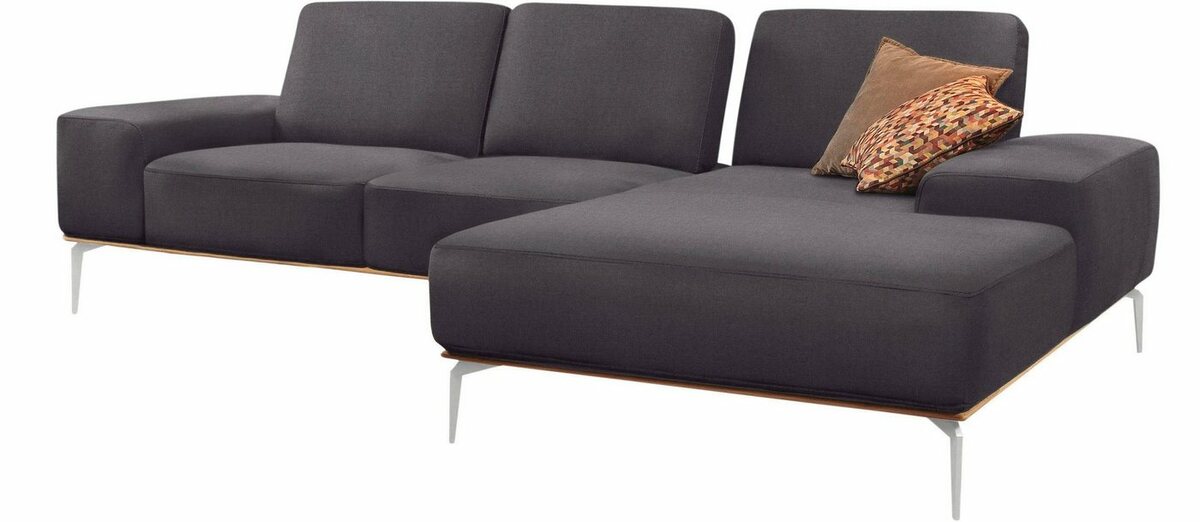 Bild 1 von W.SCHILLIG Ecksofa run, mit elegantem Holzsockel, Füße in Chrom glänzend, Breite 279 cm