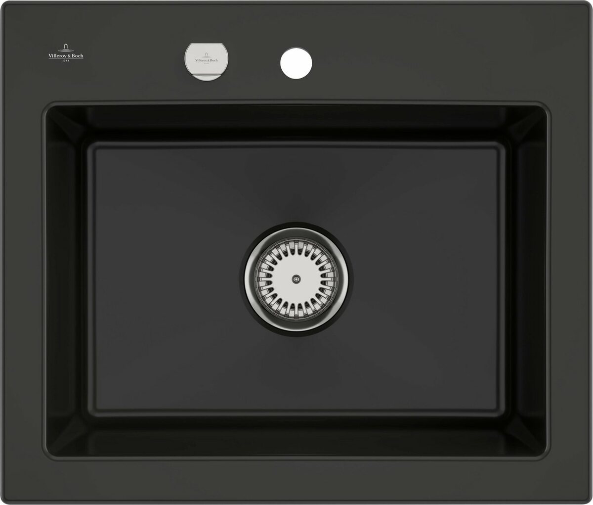 Bild 1 von Villeroy & Boch Küchenspüle Subway 60 S, rechteckig, 60/20 cm, (inklusive Ablaufgarnitur mit Excenterbetätigung), vorgebohrt mit 2 Hähnlöchern, aus Keramik, 600 x 510 mm, CeramicPlus