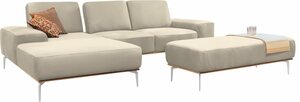 W.SCHILLIG Ecksofa run, mit elegantem Holzsockel, Füße in Chrom glänzend, Breite 279 cm