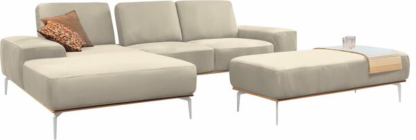 Bild 1 von W.SCHILLIG Ecksofa run, mit elegantem Holzsockel, Füße in Chrom glänzend, Breite 279 cm