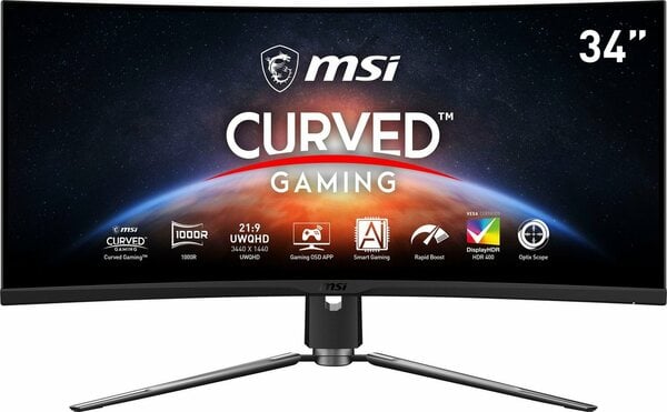 Bild 1 von MSI MPG Artymis 343CQR Curved-Gaming-Monitor (86 cm/34 ", 3440 x 1440 px, UWQHD, 1 ms Reaktionszeit, 165 Hz, VA LED, höhenverstellbar, 3 Jahre Herstellergarantie)