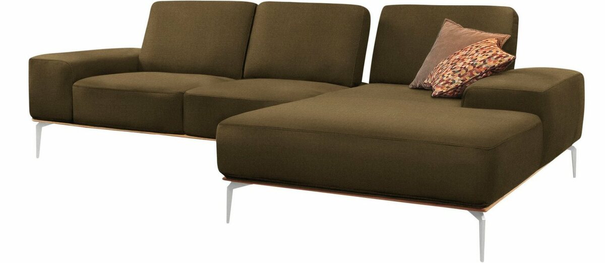 Bild 1 von W.SCHILLIG Ecksofa run, mit elegantem Holzsockel, Füße in Chrom glänzend, Breite 279 cm