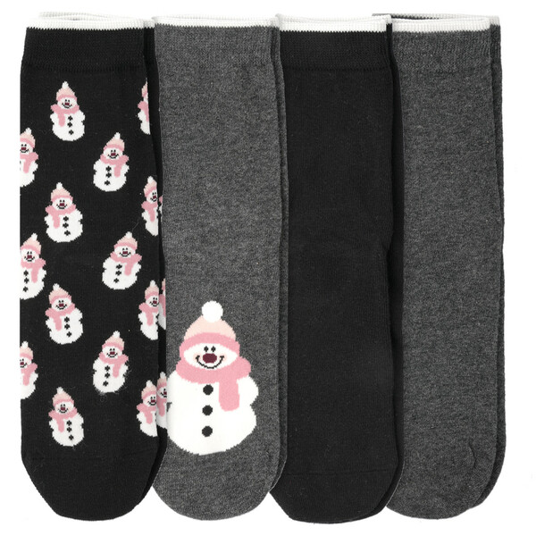 Bild 1 von 4 Paar Damen Socken mit Schneemann-Motiven