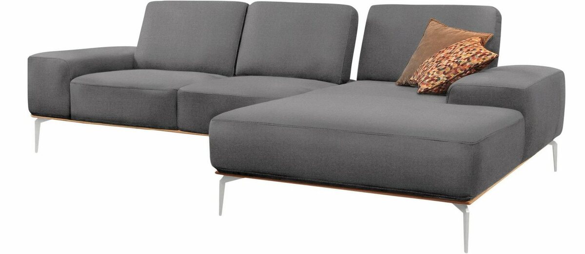 Bild 1 von W.SCHILLIG Ecksofa run, mit elegantem Holzsockel, Füße in Chrom glänzend, Breite 279 cm