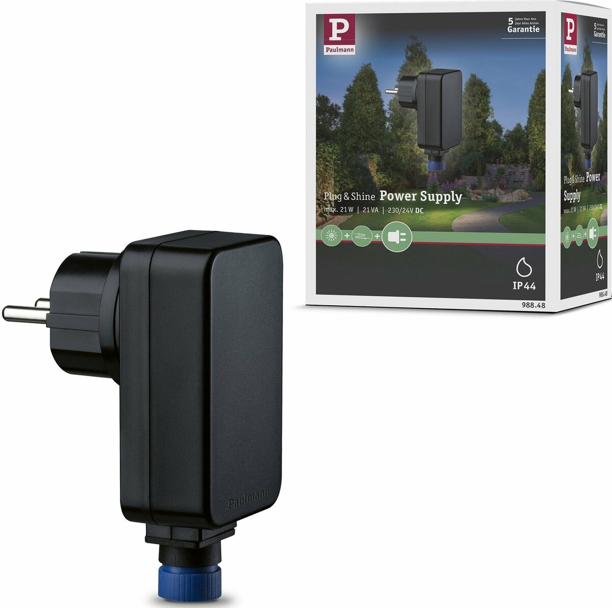 Bild 1 von Paulmann Outdoor Plug & Shine Power Supply Schwarz Kunststoff Trafo (IP44 230/24V DC 21W)