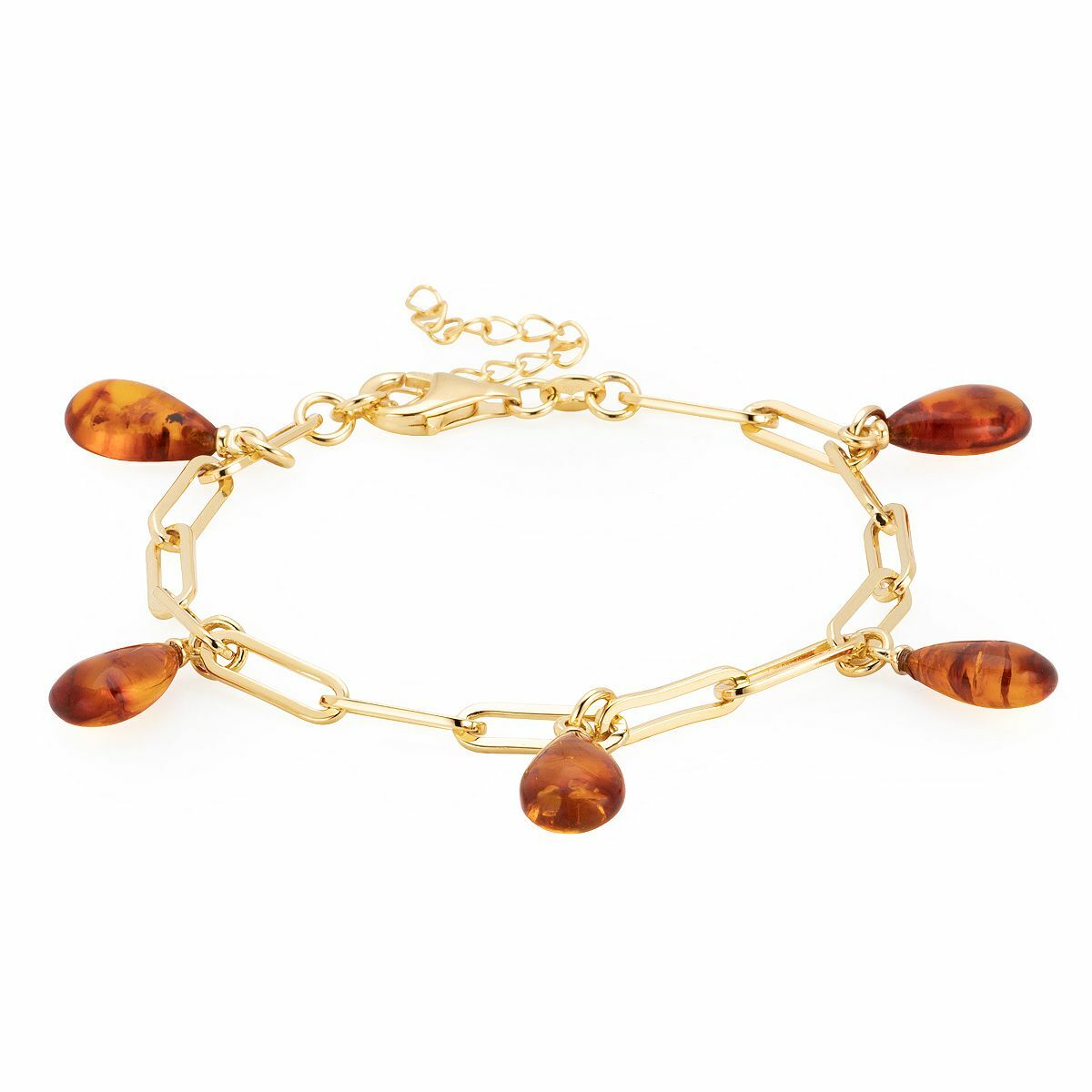 Bild 1 von ROYELLE Bernstein Armband Tropfenschliff Silber 925 vergoldet