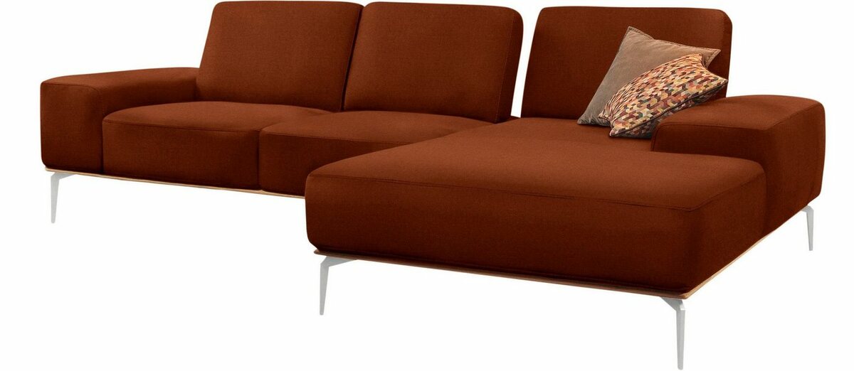 Bild 1 von W.SCHILLIG Ecksofa run, mit elegantem Holzsockel, Füße in Chrom glänzend, Breite 279 cm