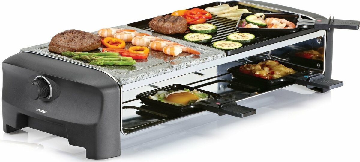 Bild 1 von PRINCESS Raclette 8 Stone & Grill Party 162820, 8 Raclettepfännchen, 1300 W