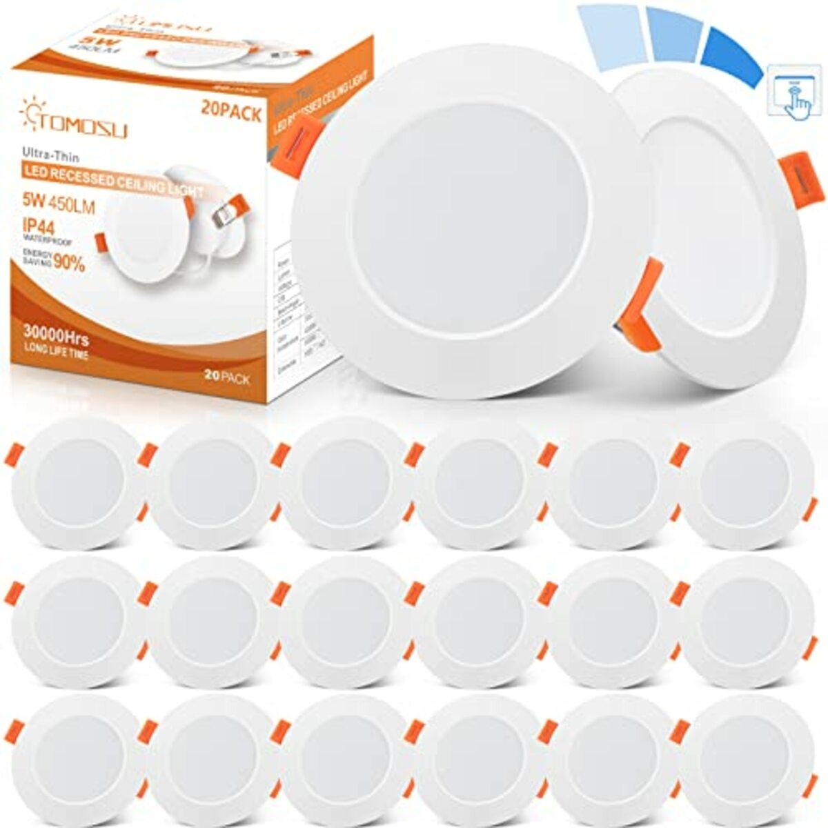 Bild 1 von LED Einbaustrahler Dimmbar 230V Flach, LED Spot 5W 450LM, 20er Set