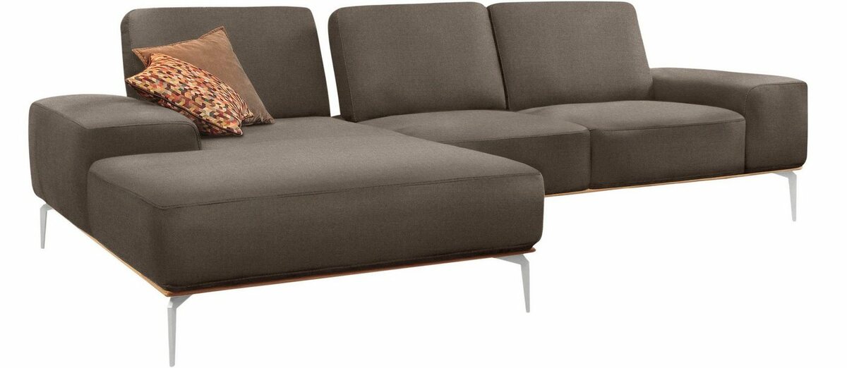 Bild 1 von W.SCHILLIG Ecksofa run, mit elegantem Holzsockel, Füße in Chrom glänzend, Breite 279 cm