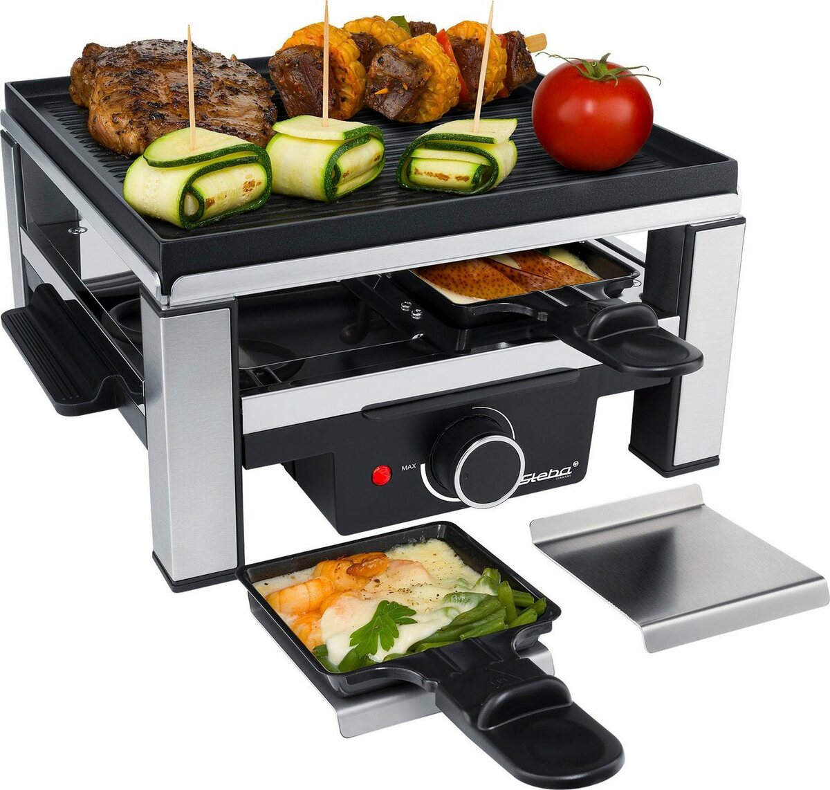 Bild 1 von Steba Raclette RC 104, 4 Raclettepfännchen, 900 W
