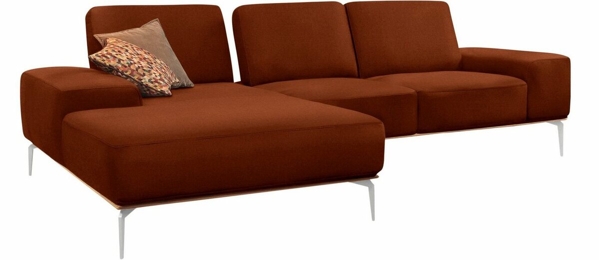 Bild 1 von W.SCHILLIG Ecksofa run, mit elegantem Holzsockel, Füße in Chrom glänzend, Breite 279 cm