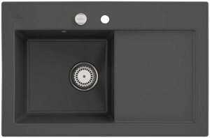 Villeroy & Boch Küchenspüle Subway 45, rechteckig, 78/20 cm, (inklusive Ablaufgarnitur mit Excenterbetätigung), vorgebohrt mit 2 Hähnlöchern, aus Keramik, 780 x 510 mm, CeramicPlus