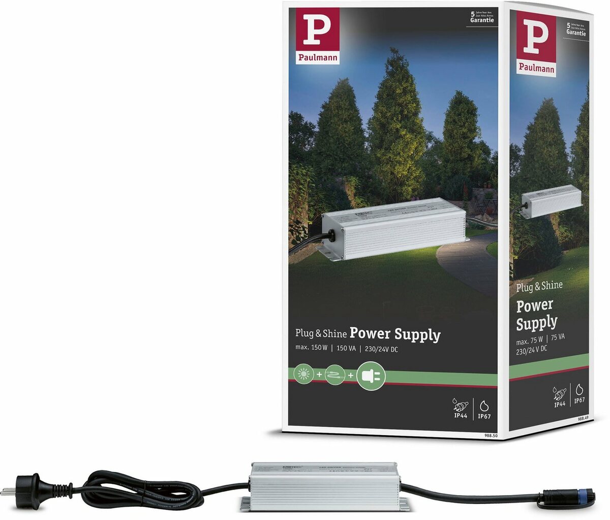 Bild 1 von Paulmann Outdoor Plug & Shine Power Supply Silber Alu Trafo (IP67 150W 24V DC)